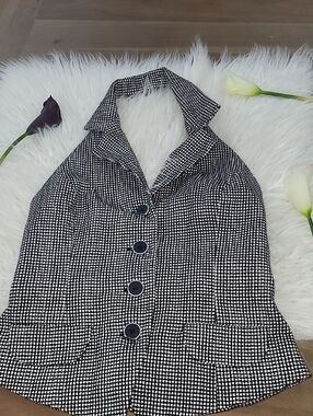 ANDREA JOVINE 100% Cotton Y2K Gothic Vest Top Size 10 (Fits M) Plaid